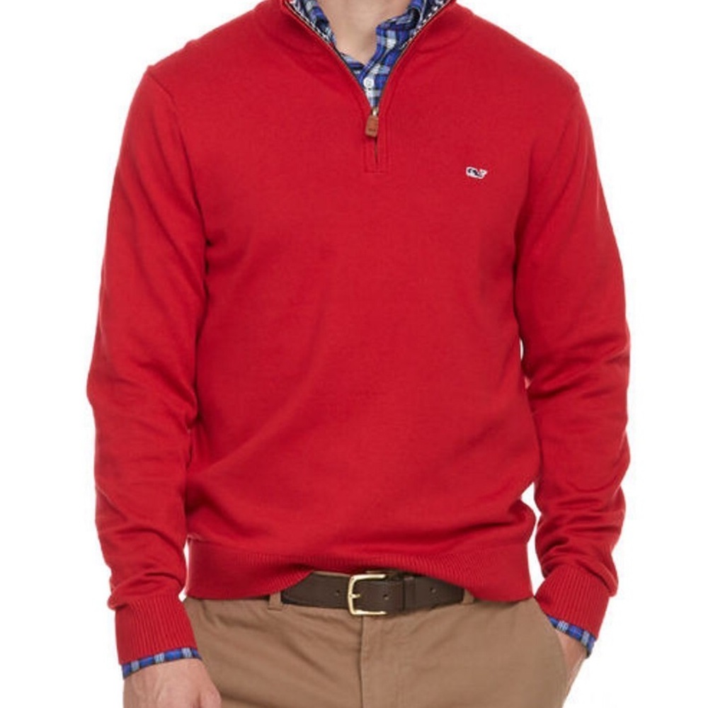 Vineyard Vines Red Quarter Zip Sweater